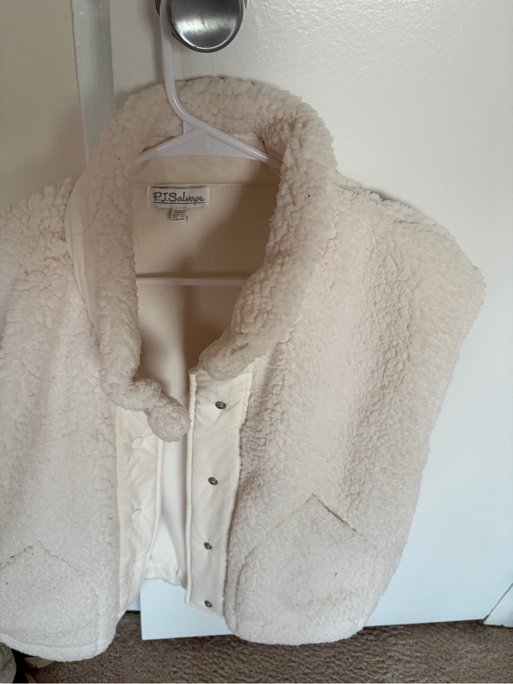 P.J. Salvage Cream Teddy Fleece Snap-Front Jacket